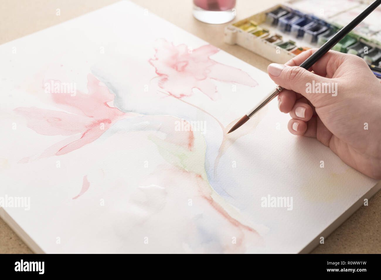 Malen mit Aquarellfarben Stockfoto