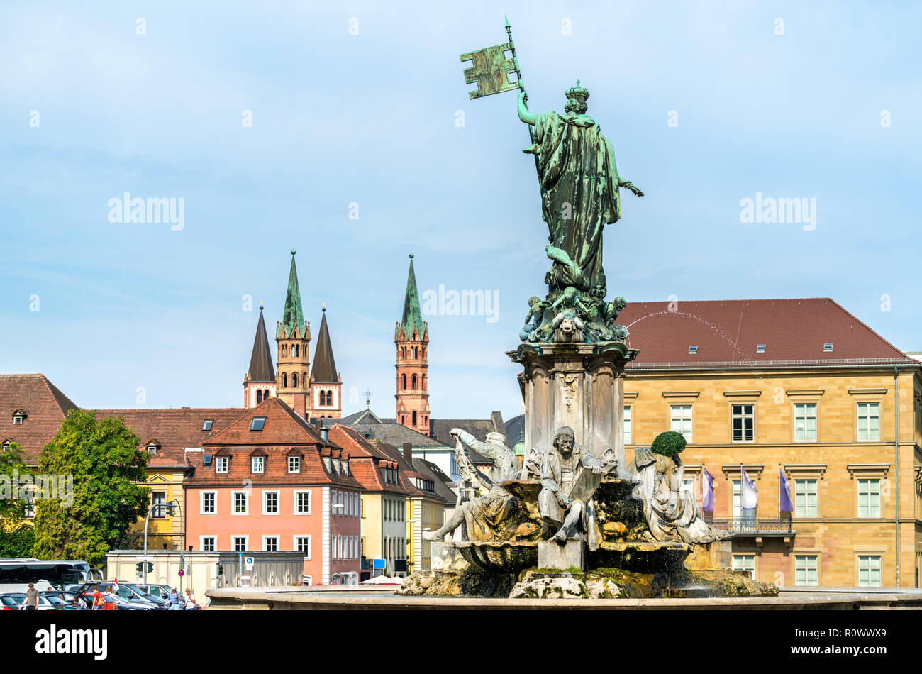 Franken Brunnen an der Würzburger Residenz in Deutschland Stockfoto