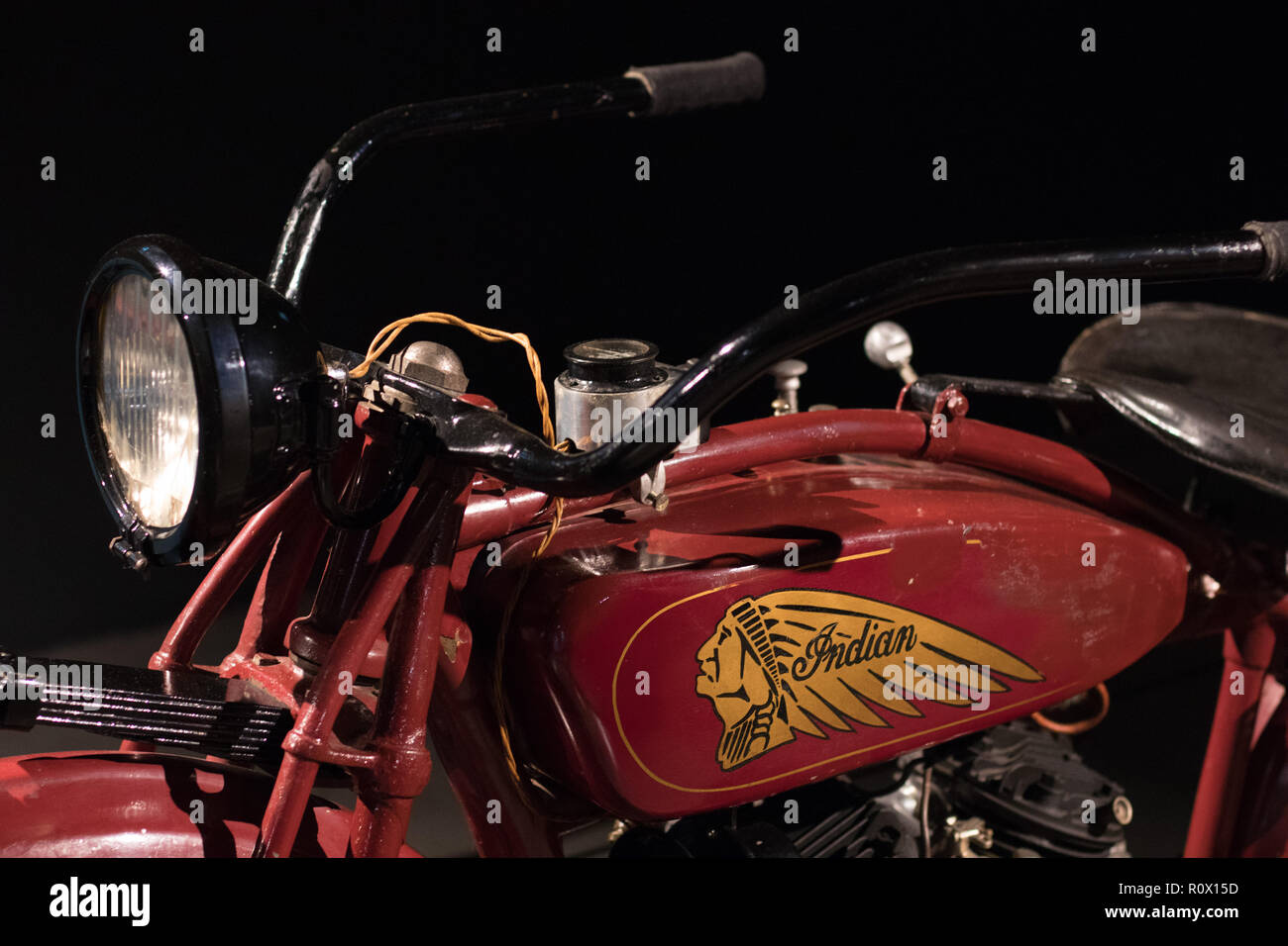 Riga, Lettland - August 2018: Riga, Lettland - August 2018: Indian American Motorcycle Company altes Modell in Riga Motor Museum. Stockfoto