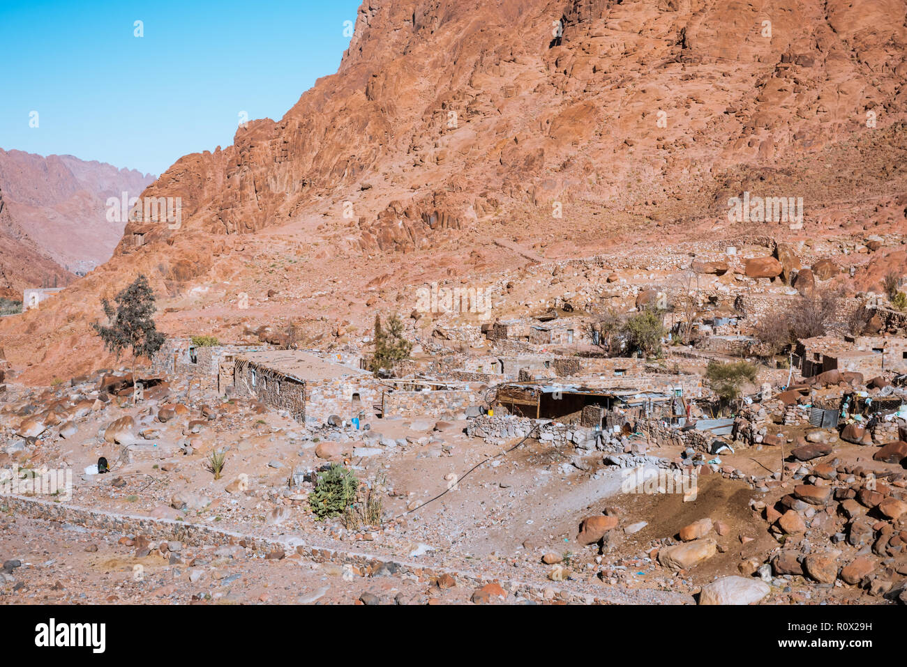 Ägyptischen Landschaft, Bedouin Village in der Wüste Stockfoto