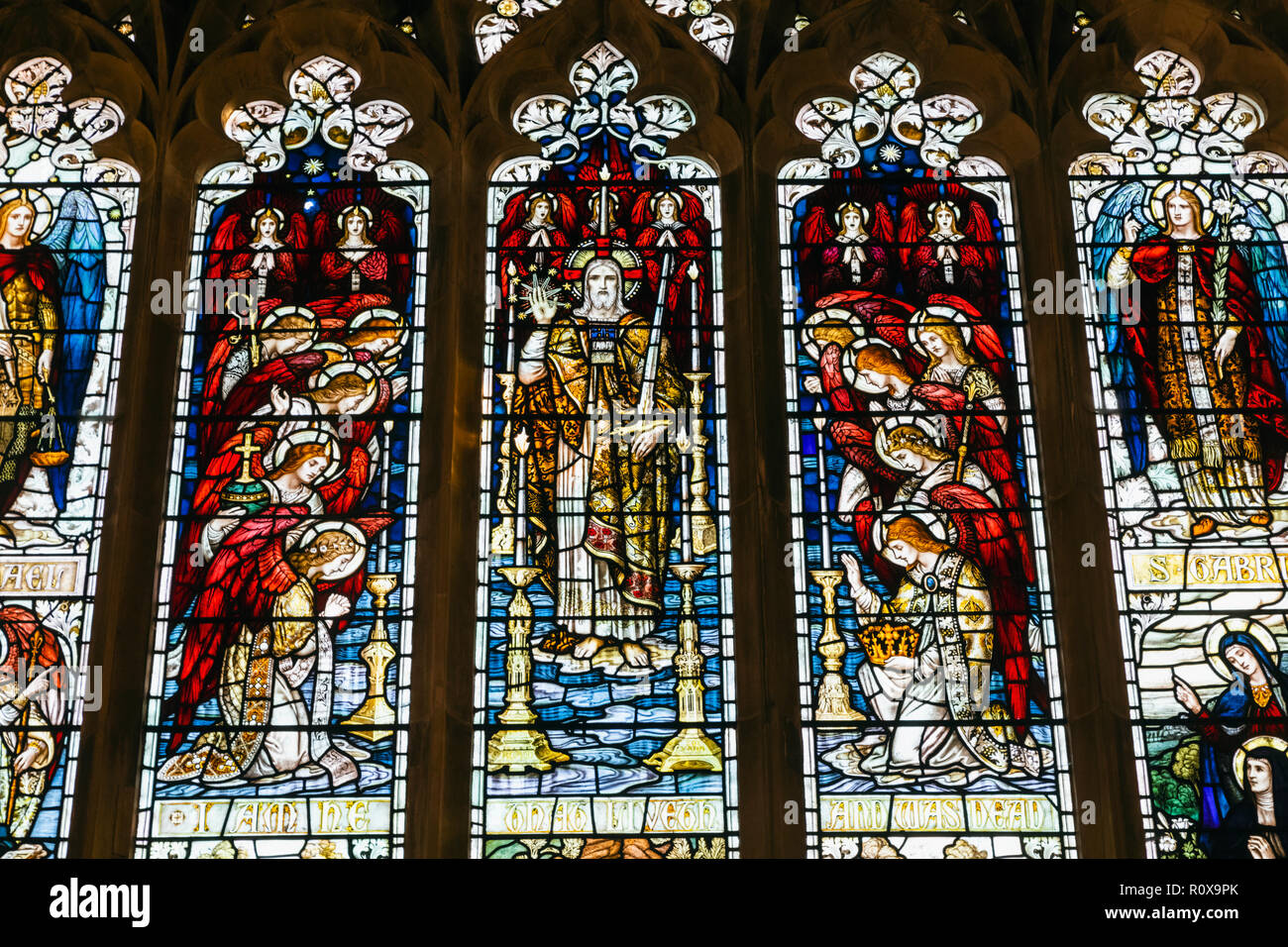 England, East Sussex, Roggen, die Pfarrkirche St. Maria, Glasfenster Christus Stockfoto