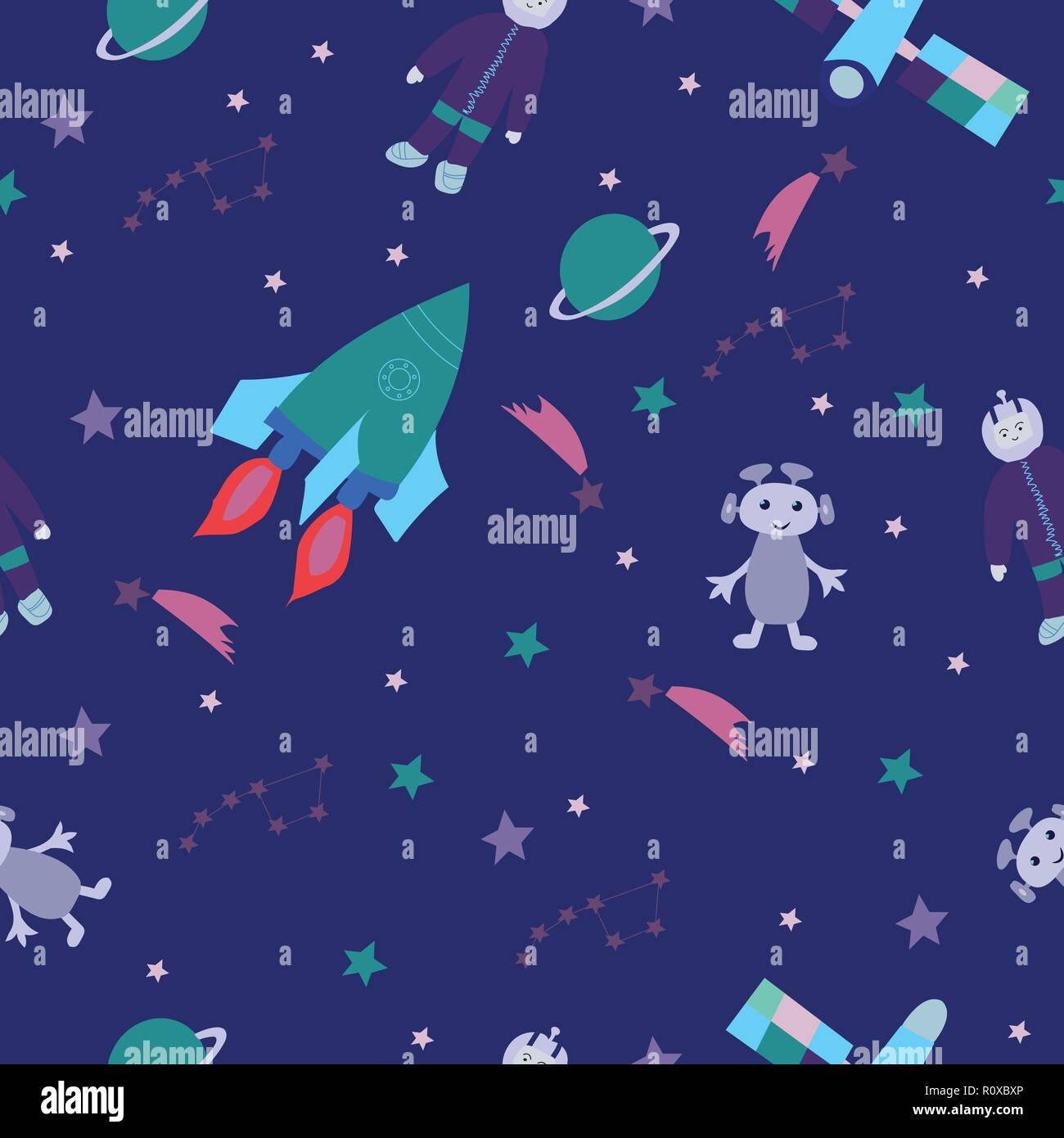 Cosmos nahtlose Muster mit SPACE-Elemente. Stock Vektor