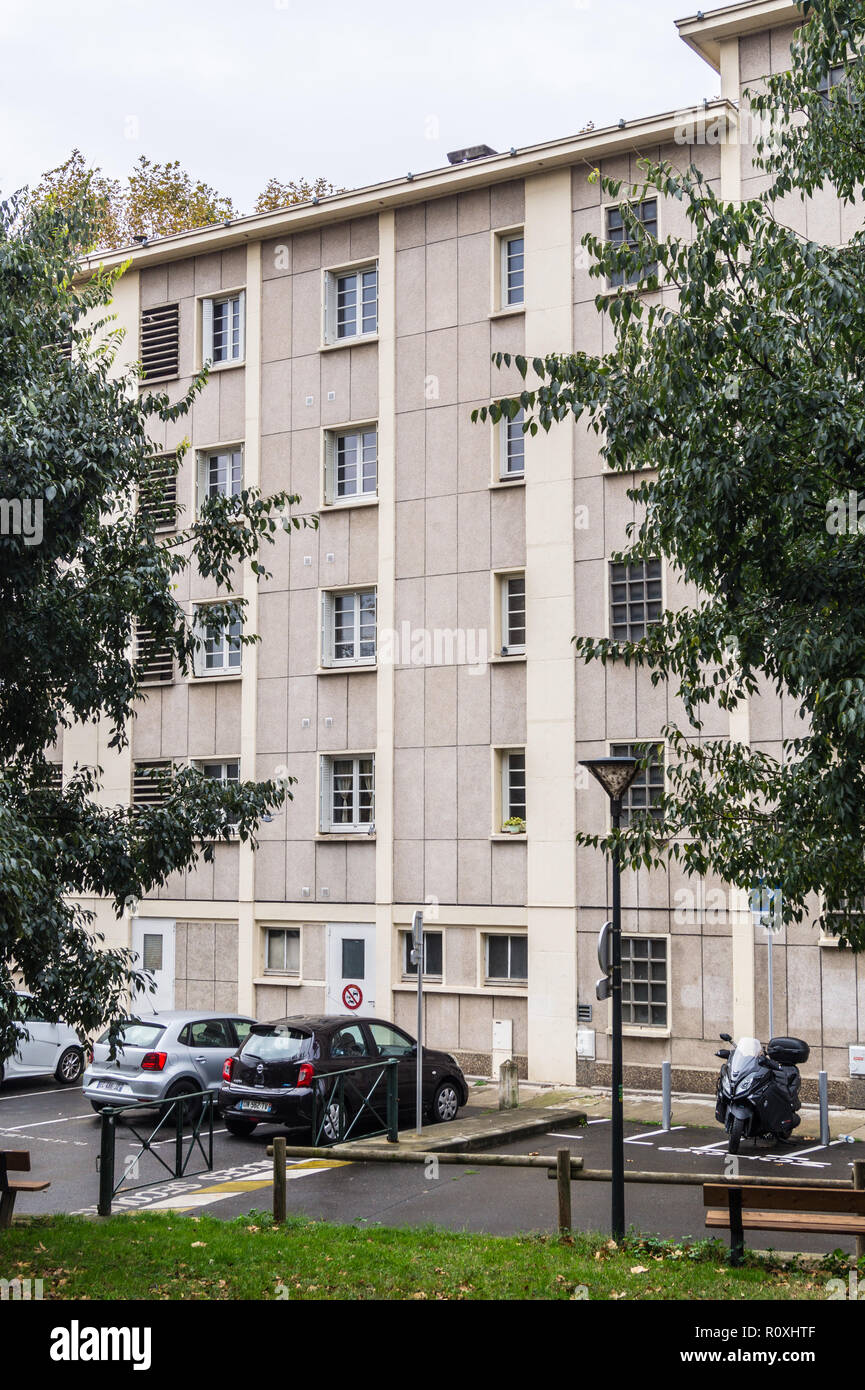 Cité du Port-Garaud, modernistischen Apartment Block von Joachim & Pierre Gérard, 1958, Avenue Maurice Hauriou, Toulouse, Haute-Garonne, Royal, Frankreich Stockfoto