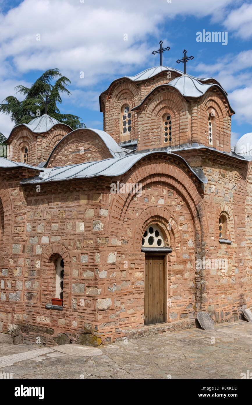 Byzantinische Kirche St. Panteleimon, Gorno Nerezi, Skopje, Skopje Region, Republik Nördlich Mazedonien Stockfoto