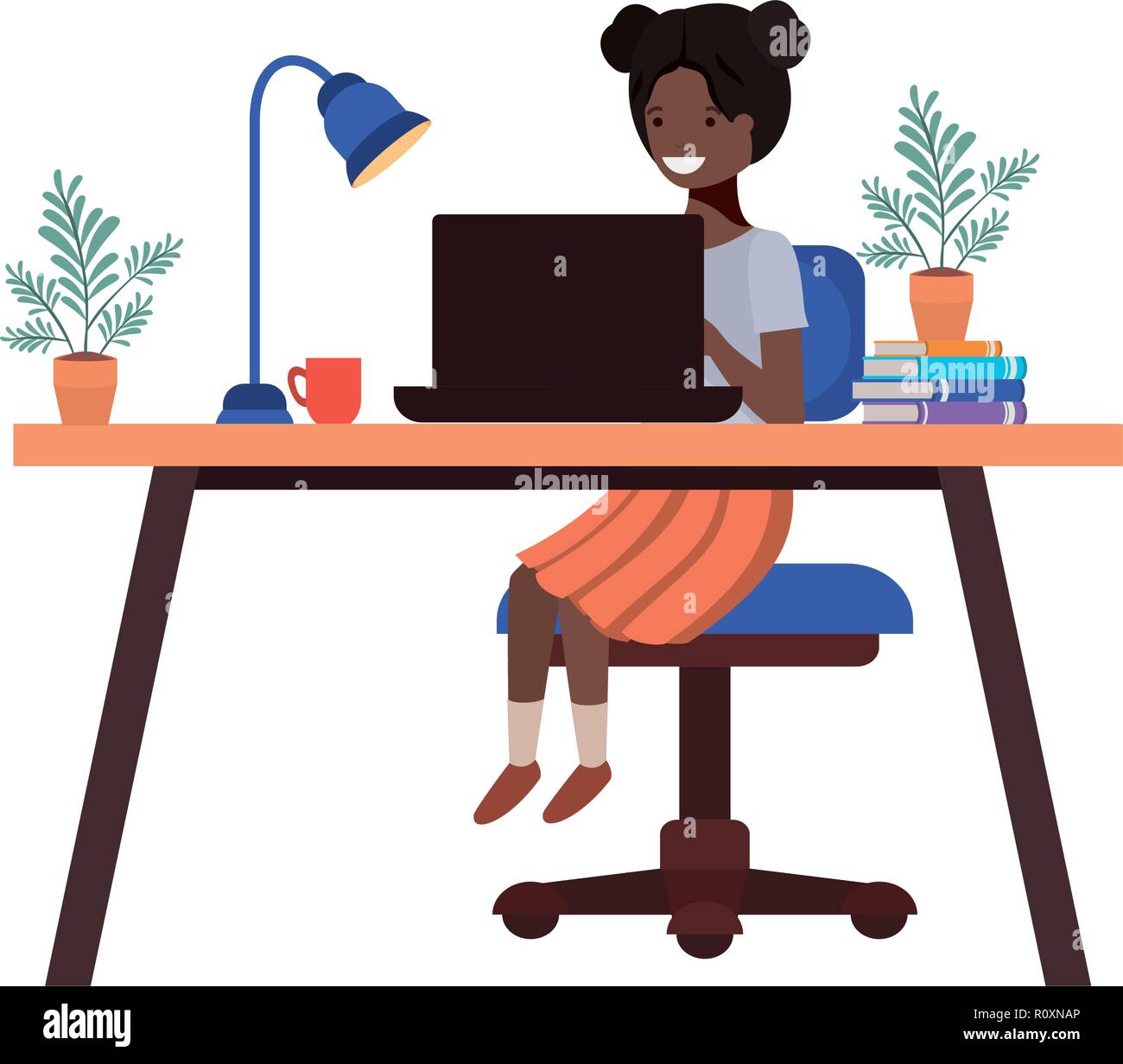 Frau im Büro avatar Charakter arbeiten Stock Vektor