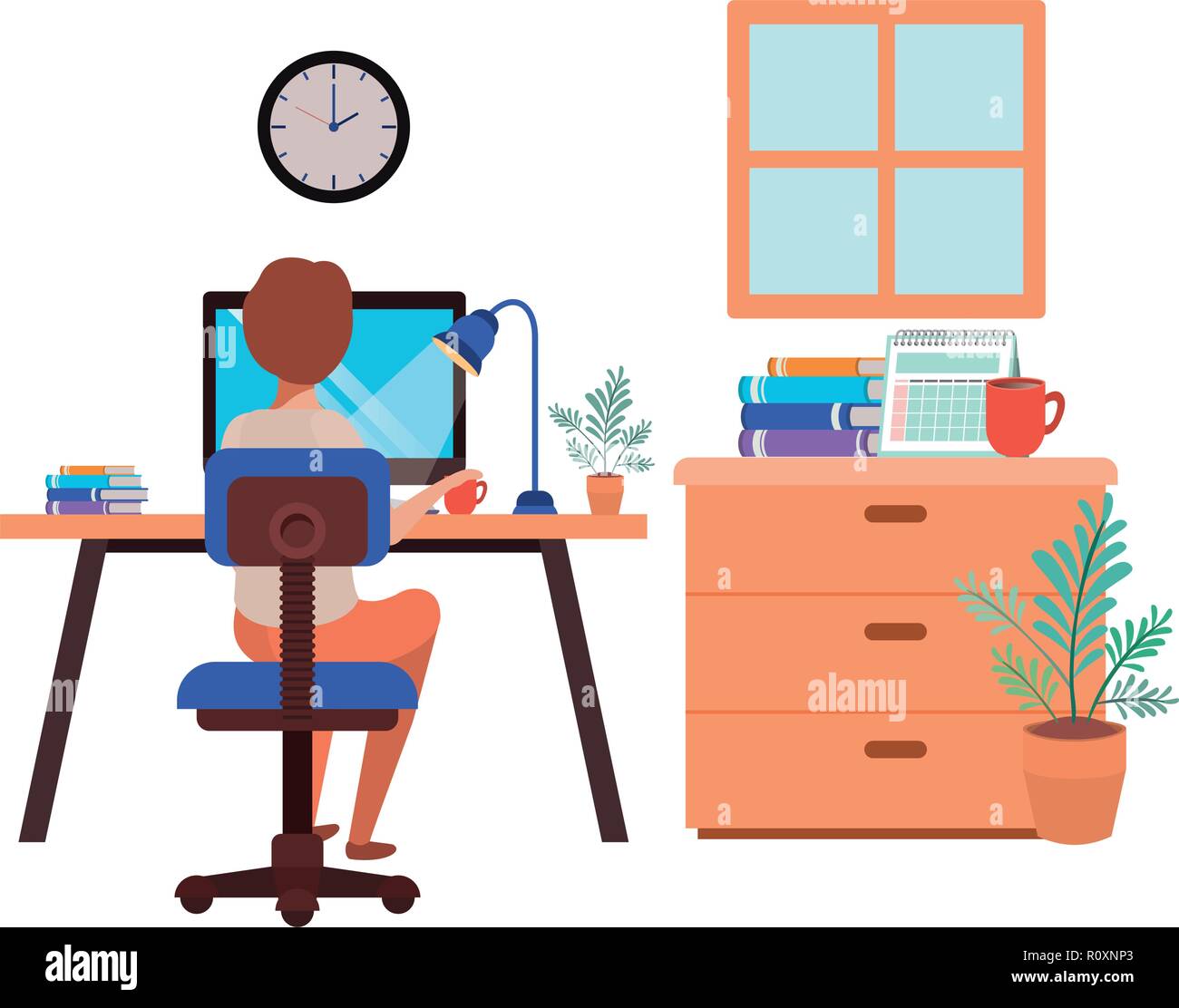 Mann im Büro avatar Charakter arbeiten Stock Vektor