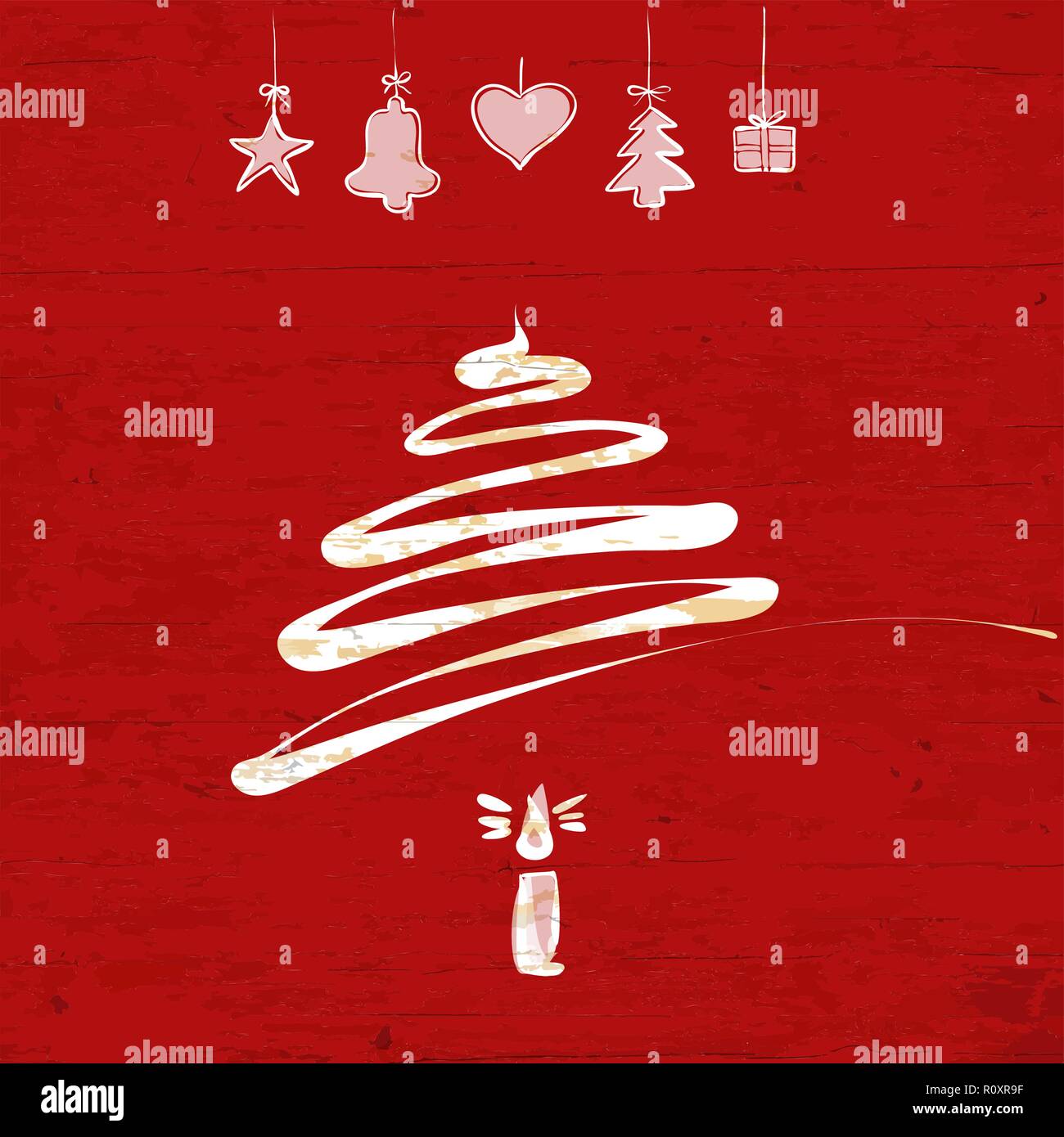 Weihnachtsbaum Zeichnung auf Holz- Hintergrund. Vector Illustration von Hand gezeichnet. Stock Vektor