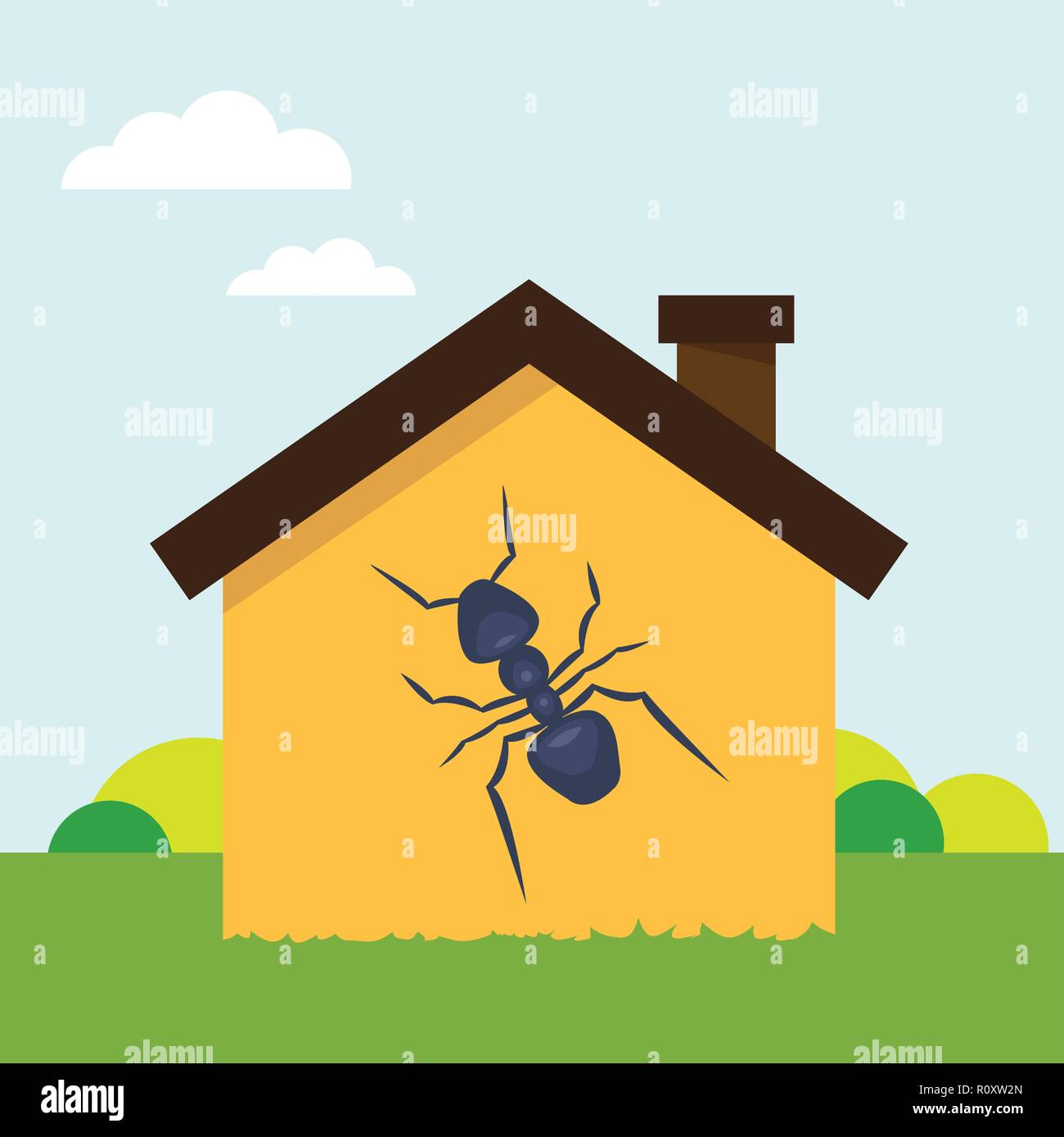 Pest Control in Haus, Vector Illustration. Stock Vektor