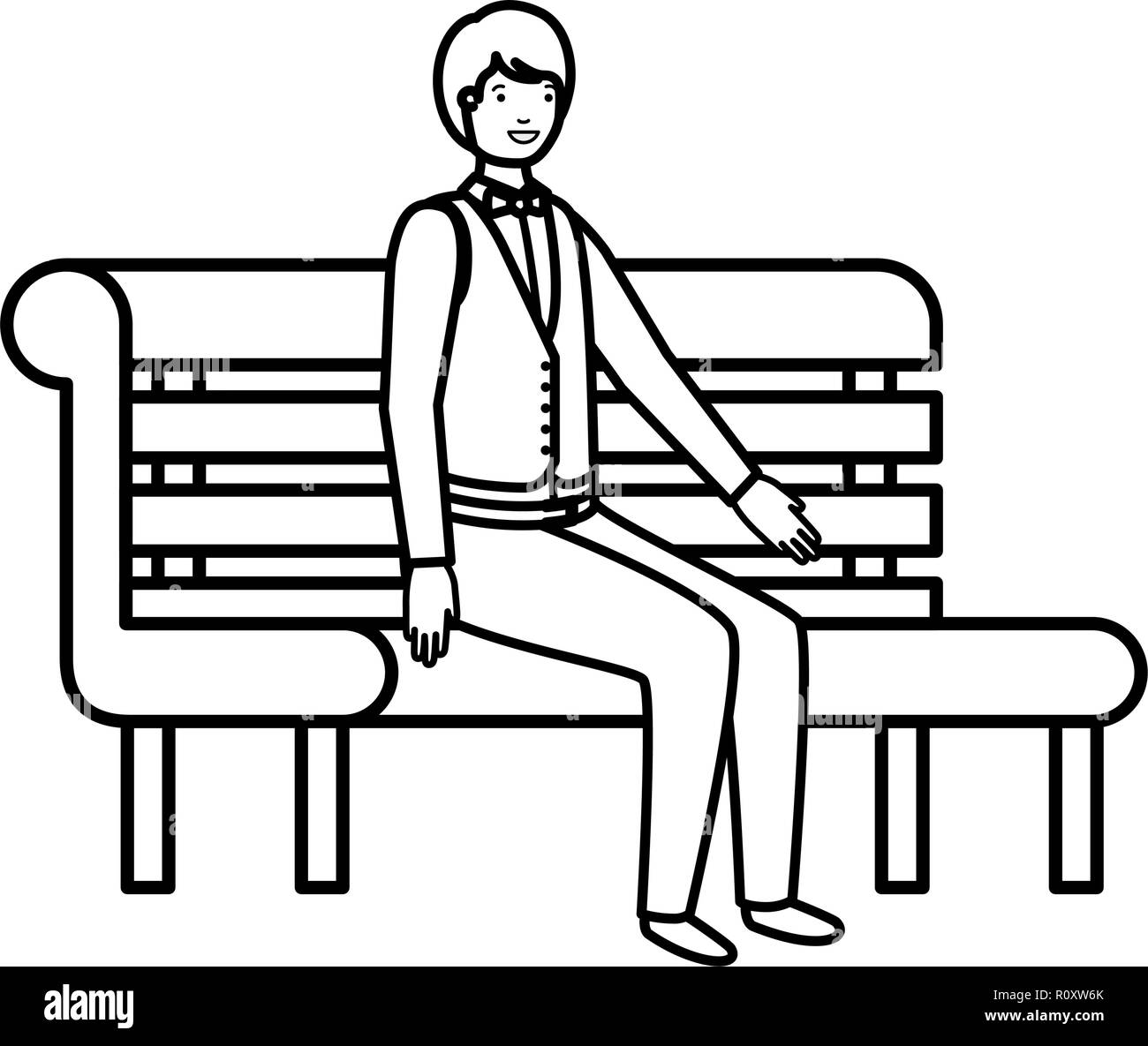 Unternehmer im Park Stuhl avatar Charakter sitzen Stock Vektor