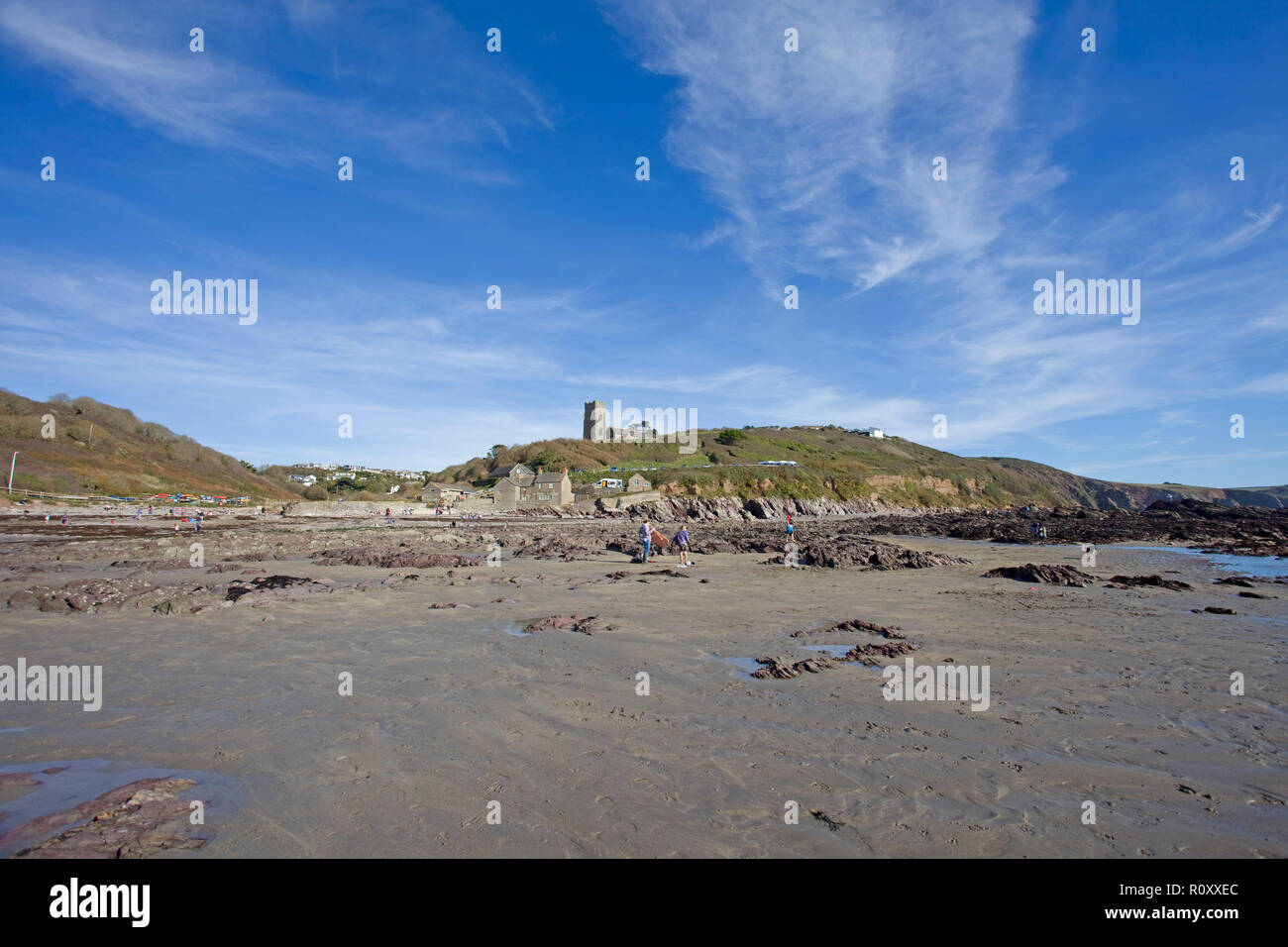 Wembury Strand bei Ebbe Devon England Stockfoto