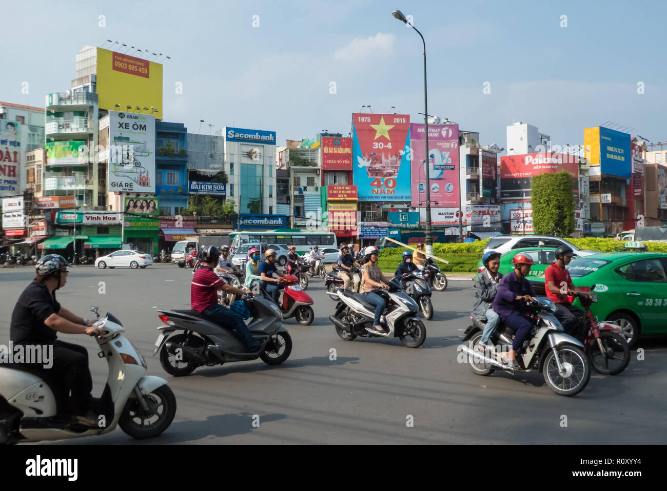 Verkehr, Ngã sáu Cộng hoà, Hồ Chí Minh Stadt, Vietnam Stockfoto