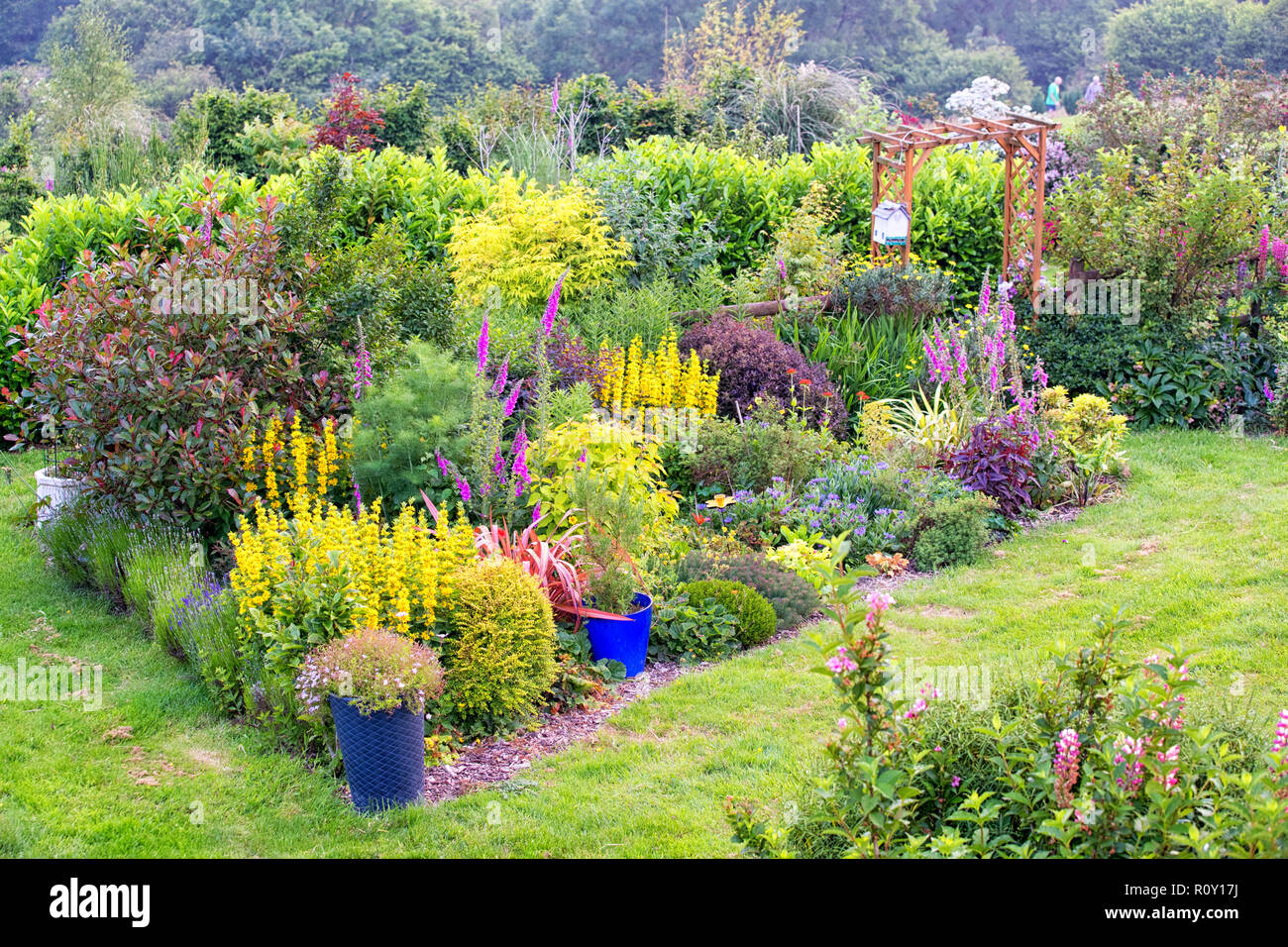 Privater Garten in Wales, Vereinigtes Königreich, eine gemischte