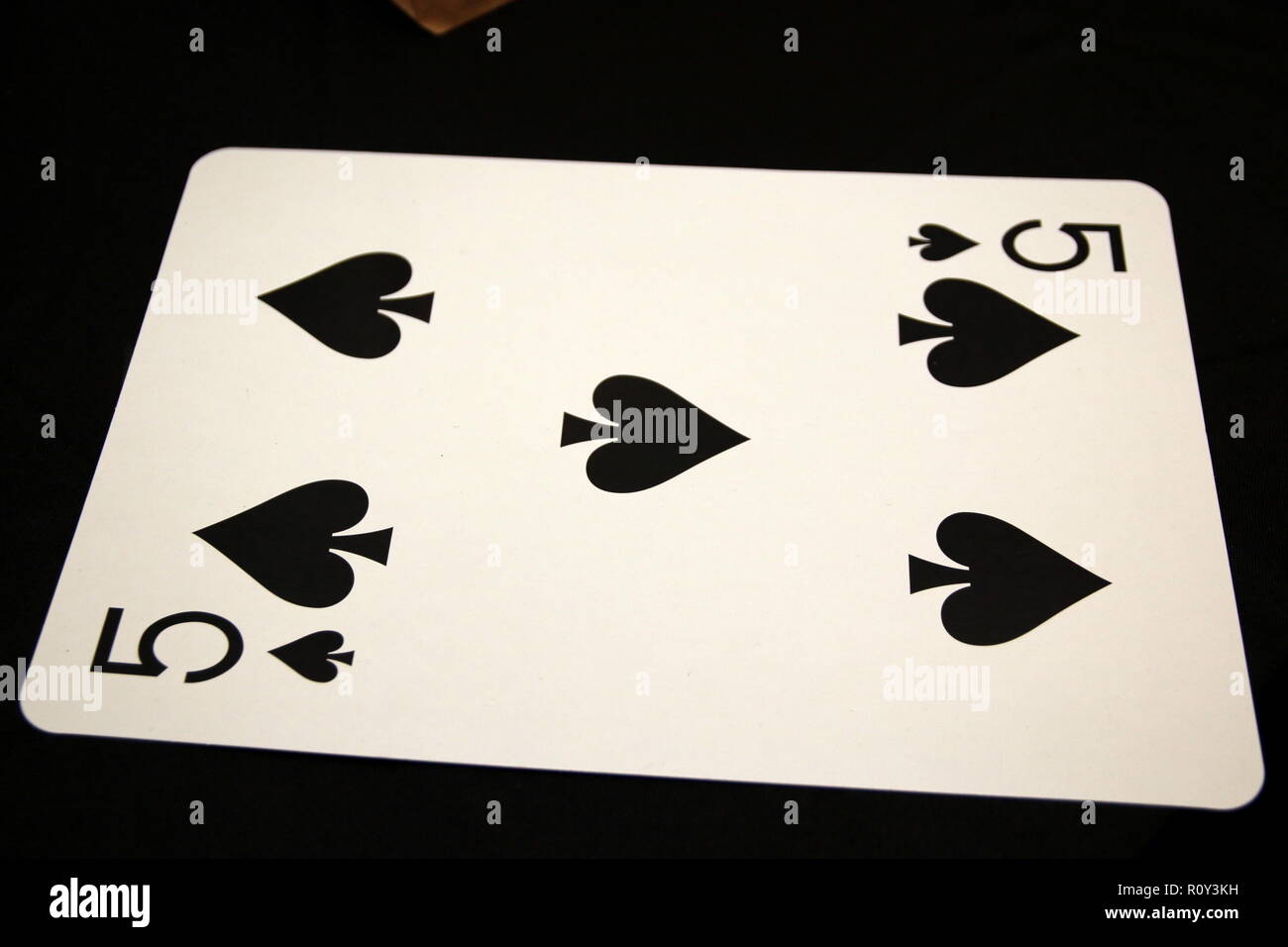 5 Der Spaten aus dem Deck von 52 Karten. Stockfoto