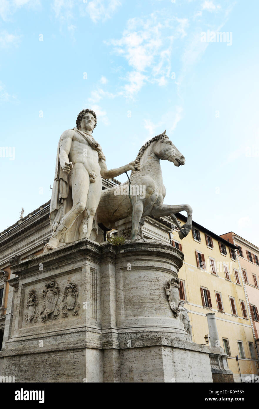 Reiterstandbild auf dem Kapitol in Rom. Stockfoto