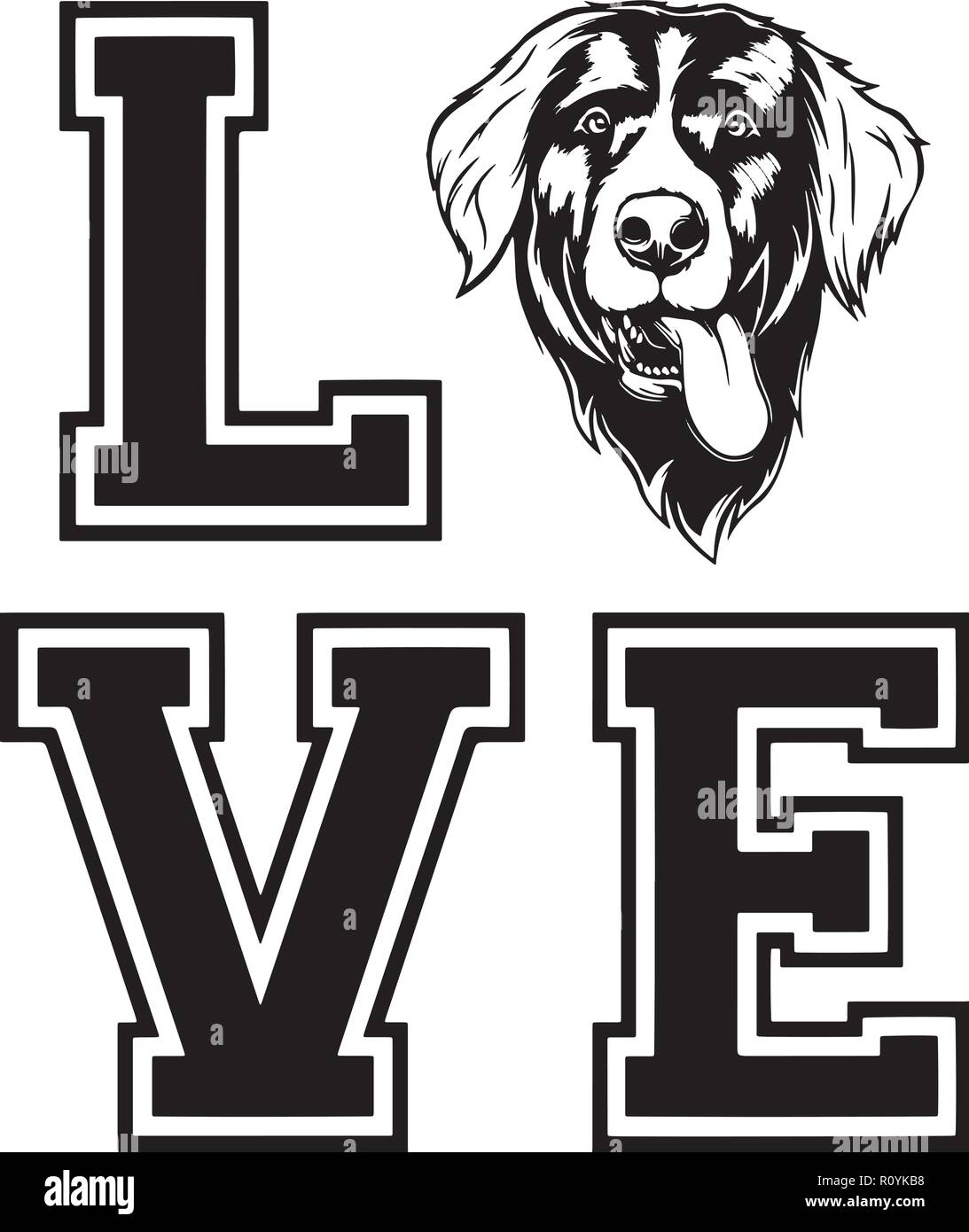 Berner Sennenhund Rasse Kopf isoliert Pedigree Pet Portrait Lächeln glücklich Welpen Gesicht Animal Cartoon Illustration Portrait Kunst Kunstwerk niedliche Design Stock Vektor