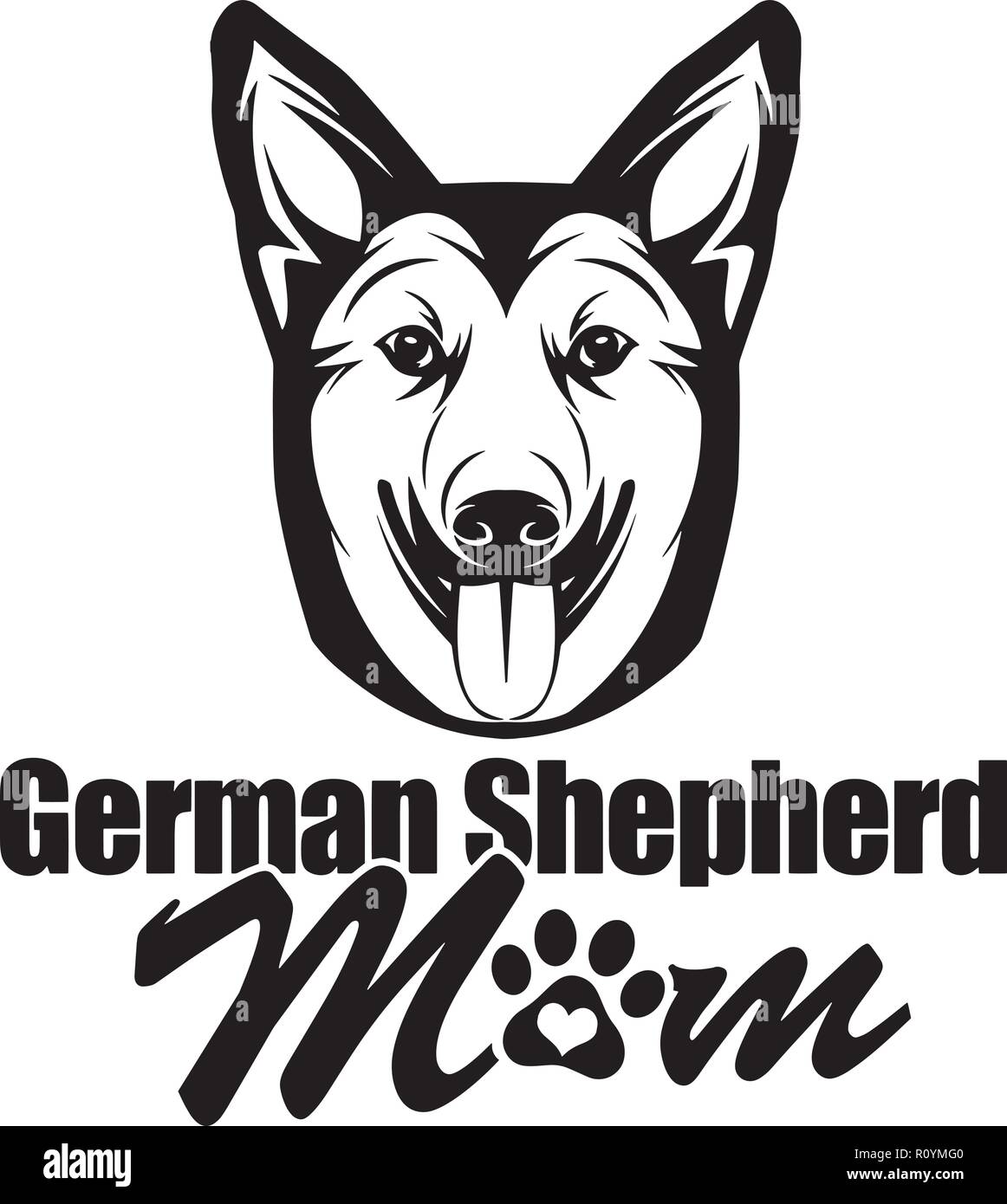 Rasse Deutscher Schäferhund Kopf isoliert Pedigree Pet Portrait Lächeln glücklich Welpen Gesicht Animal Cartoon Illustration Portrait Kunst Kunstwerk niedliche Design Stock Vektor