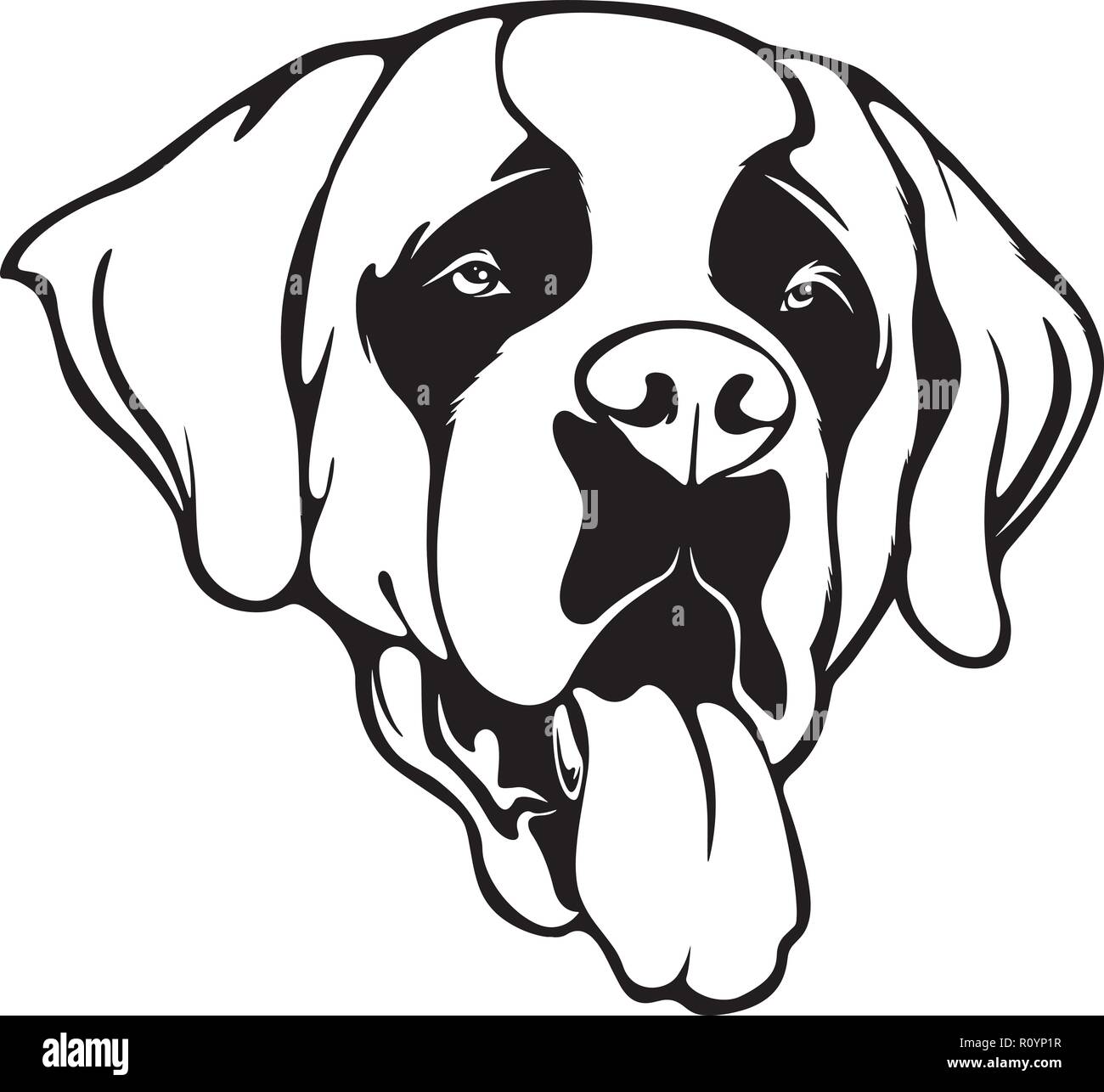 Saint Bernard Stammbaum Rasse Kopf Isoliert Pet Portrait Lacheln Glucklich Welpen Gesicht Animal Cartoon Illustration Portrait Kunst Kunstwerk Niedliche Design Stock Vektorgrafik Alamy