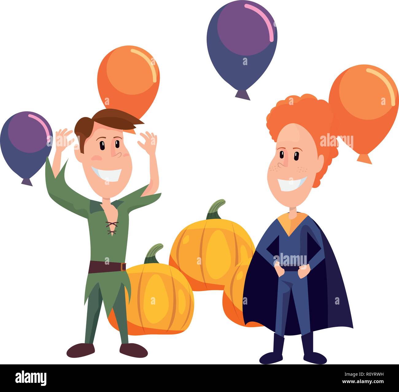 Zwei Jungen in halloween Charakter kostüm Vector Illustration Stock Vektor