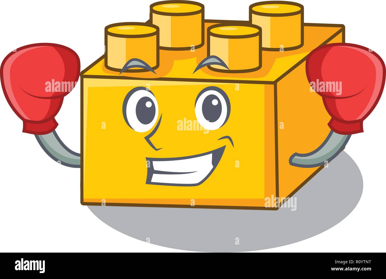 Boxen Kunststoff Bausteine Cartoon auf Spielzeug Stock Vektor