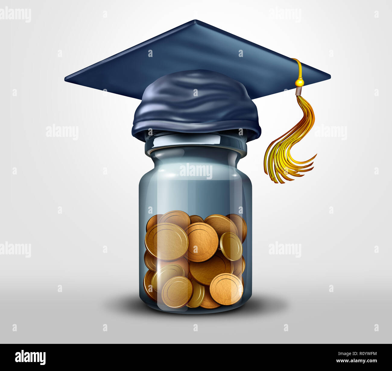 Bildung Fonds oder Stipendien und Lernen oder die Studiengebühr Schulden Finanzielle Planung Symbol als 3D-Darstellung. Stockfoto