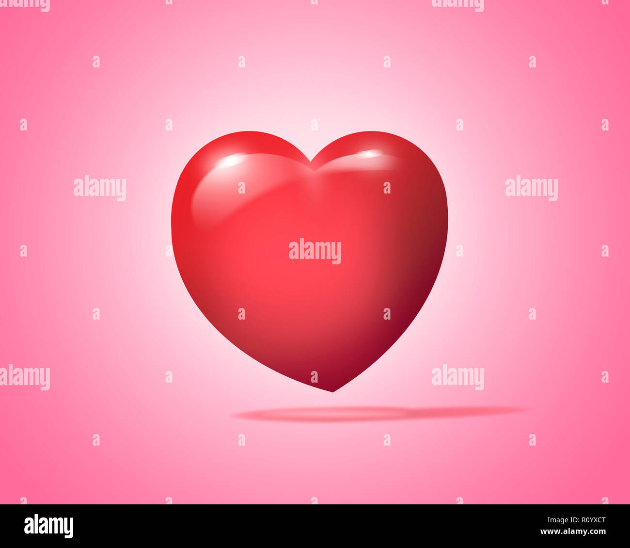 Rotes Herz Form gegen rosa Hintergrund Stockfoto