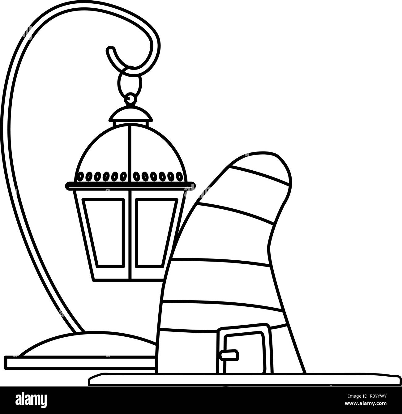 Halloween Hexenhut und Lampe Vector Illustration Stock Vektor