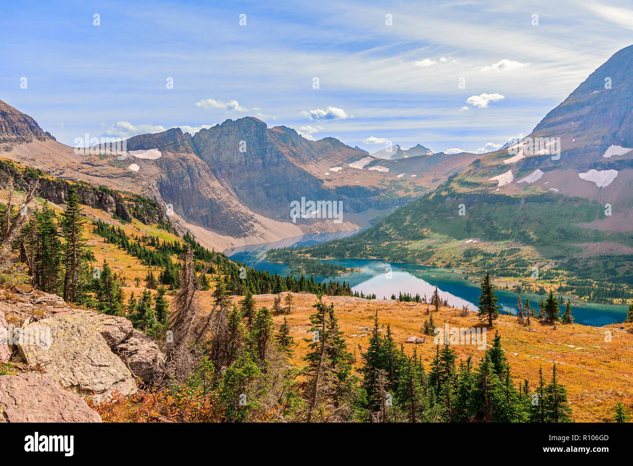 Anzeigen von versteckten See von versteckten See überblicken. Glacier National Park. Montana. USA Stockfoto