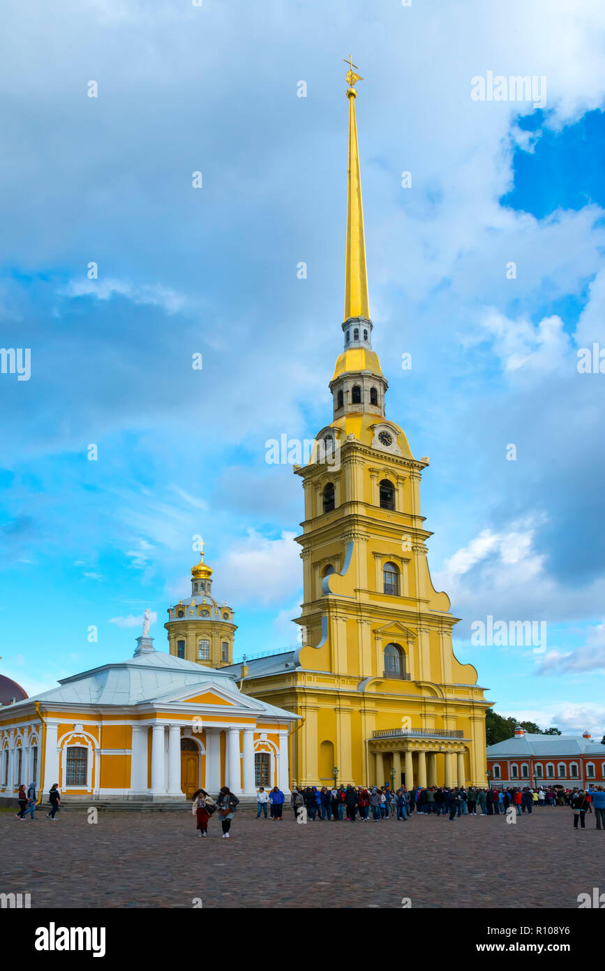 Kathedrale der hll. Petrus und Paulus in der Peter und Paul Festung St. Petersburg, Russische Sankt Peterburg, früher (1914 - 24) und Petrograd (1924-91) L Stockfoto