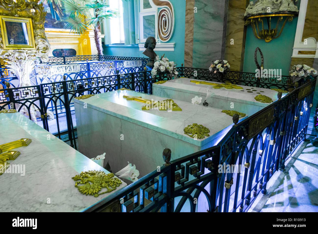 Ich habe die Gräber von Peter dem Großen und Katharina Kathedrale der hll. Petrus und Paulus in der Peter und Paul Festung St. Petersburg, Russische Sankt Peterburg, früher Stockfoto