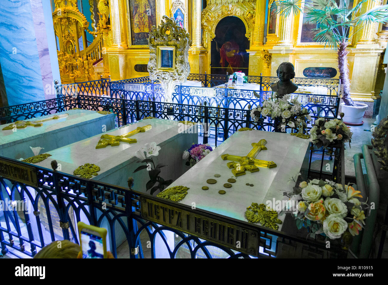 Ich habe die Gräber von Peter dem Großen und Katharina Kathedrale der hll. Petrus und Paulus in der Peter und Paul Festung St. Petersburg, Russische Sankt Peterburg, früher Stockfoto
