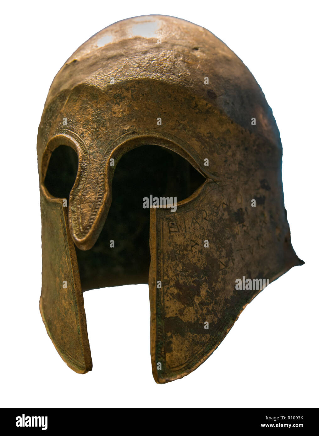 Die Athener Helm aus der Schlacht bei Marathon, Griechenland Stockfoto