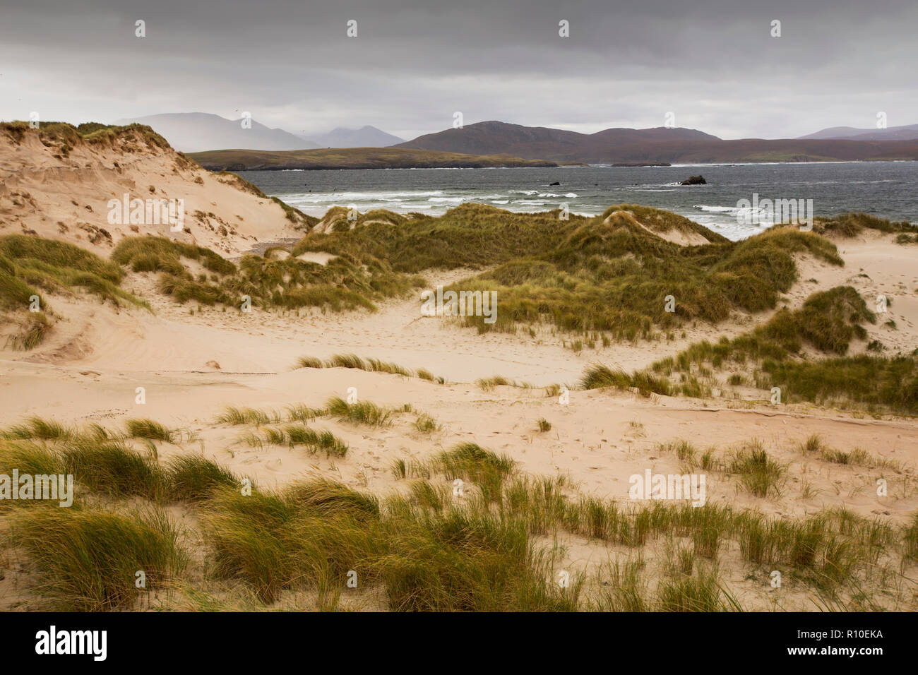Sanddünen auf Farraid Kopf, in der Nähe von Durness, Sutherland, Schottland, UK. Stockfoto