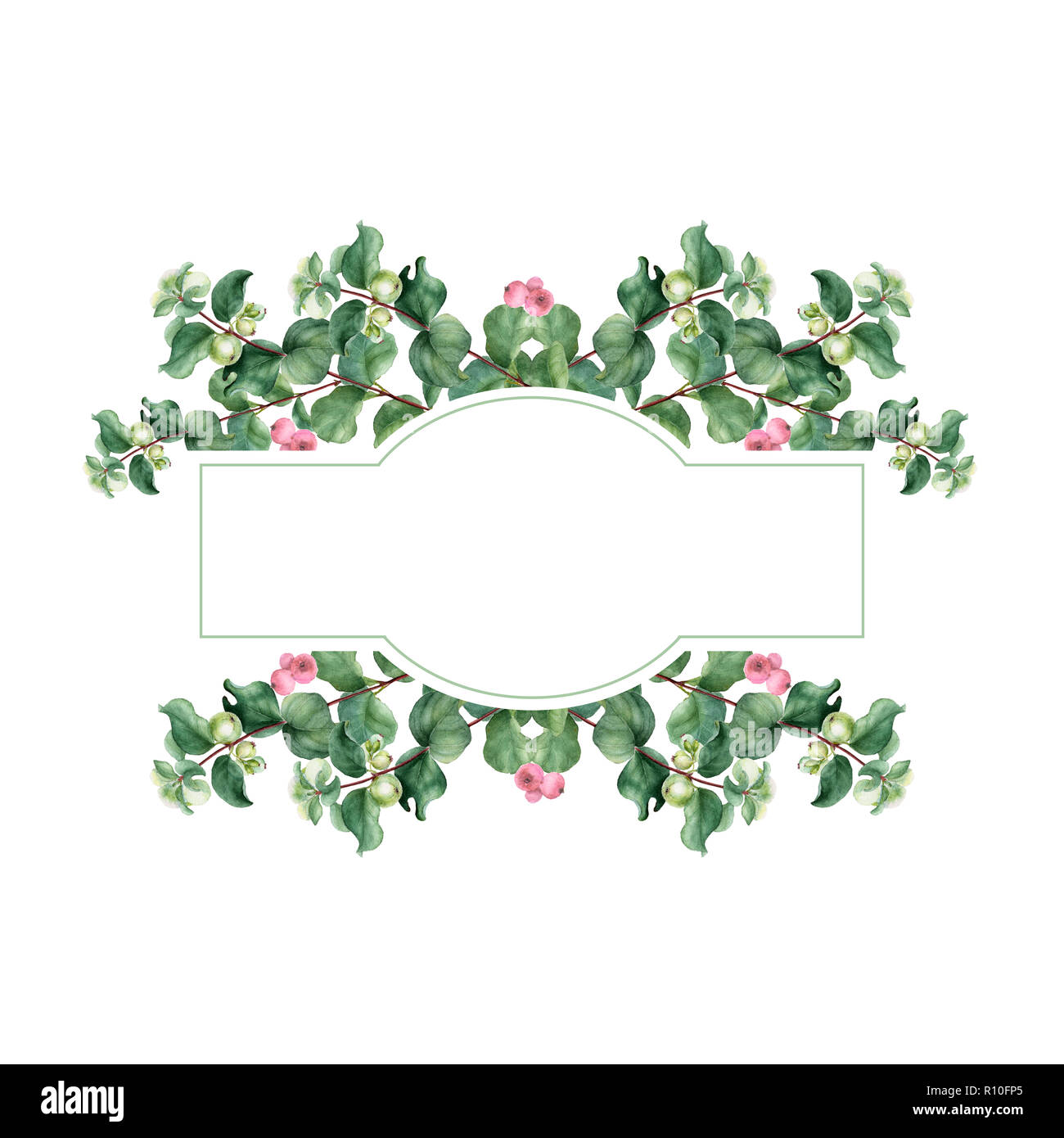 Aquarell Weihnachten floral Banner. Hand gemalte Blumen Girlande mit  snowberry auf weißem Hintergrund. Urlaub clip art Stockfotografie - Alamy