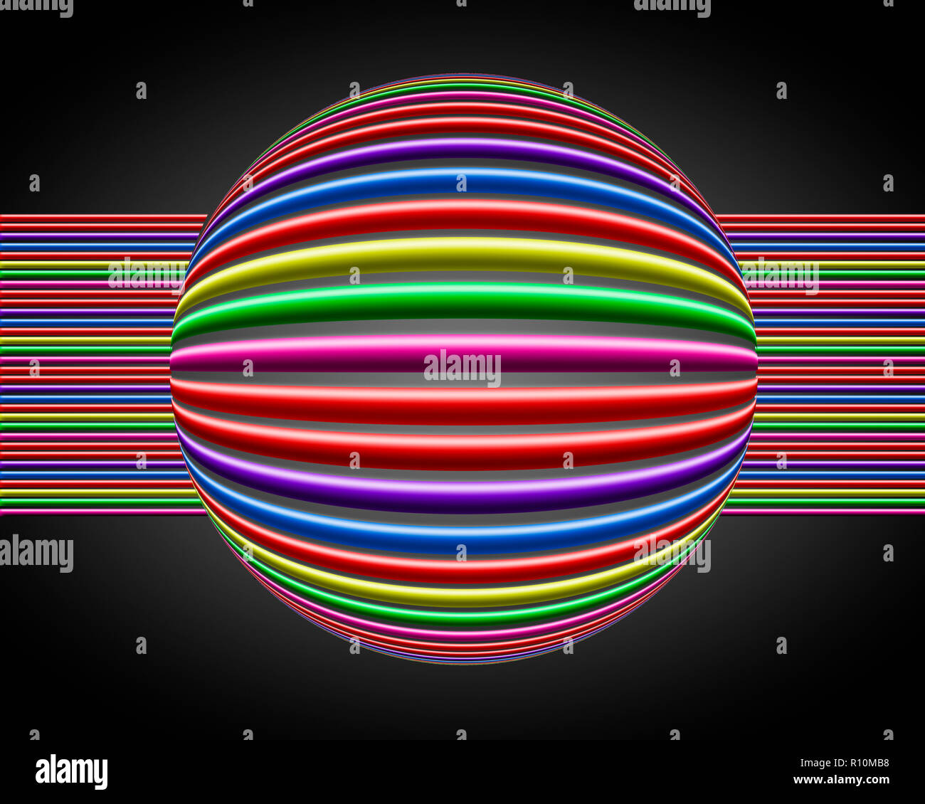 Mehrfarbige Globus mit Linien angezeigt globale Verbindungen, digitale Bild Stockfoto