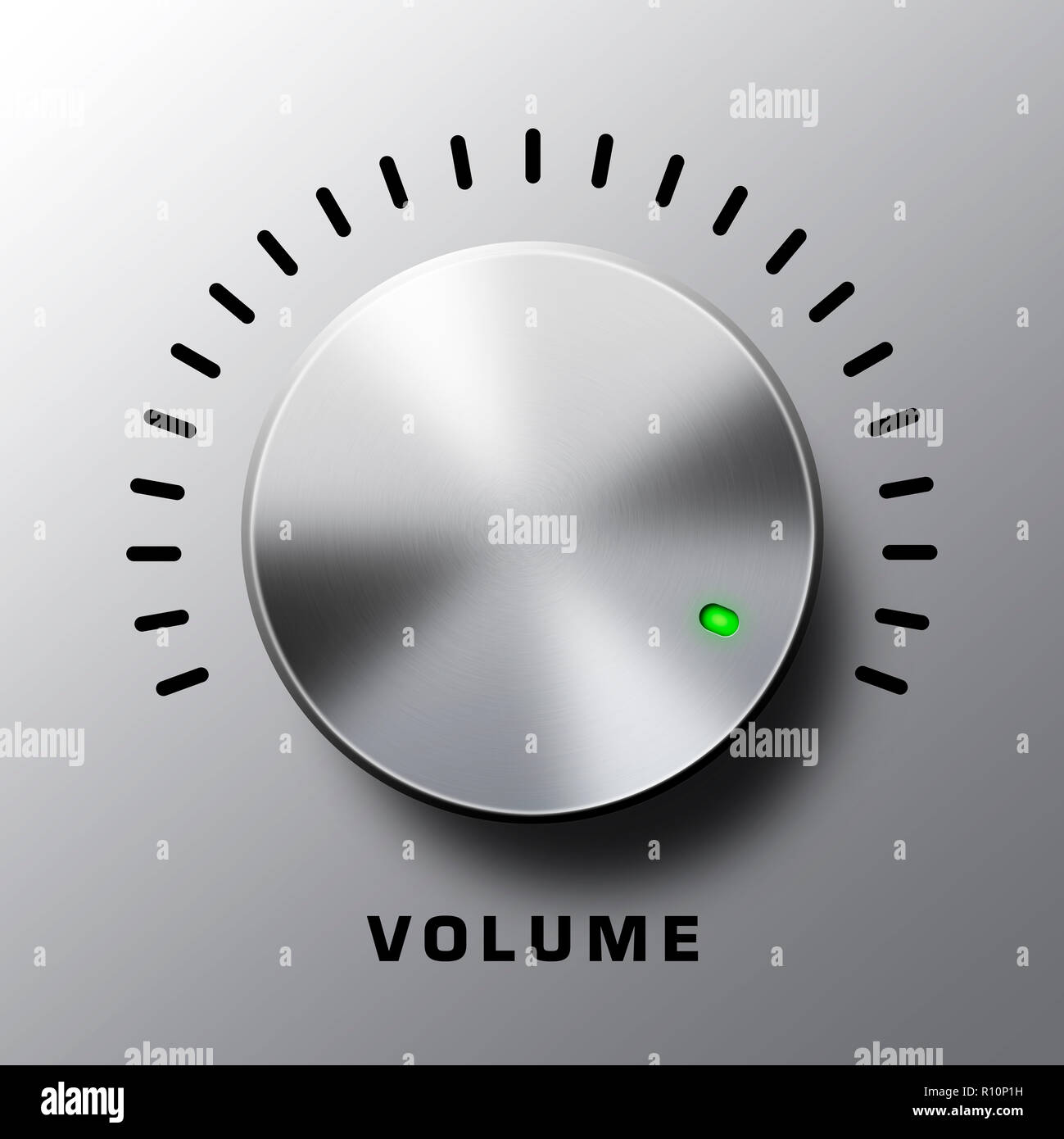 Nahaufnahme eines Lautstärkeregler auf Retro Sound System Stockfoto