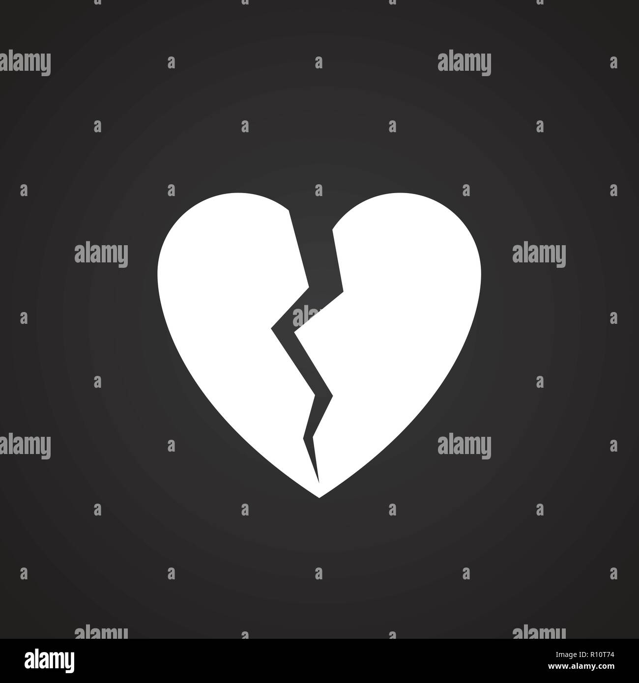 Gebrochenes Herz Auf Schwarzem Hintergrund Symbol Stock Vektorgrafik Alamy