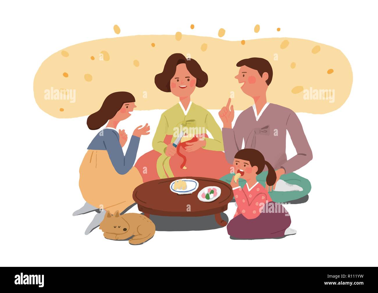 Glückliche Familie, eine koreanische Danken Tag, Chuseok Vector Illustration 001 in Stock Vektor