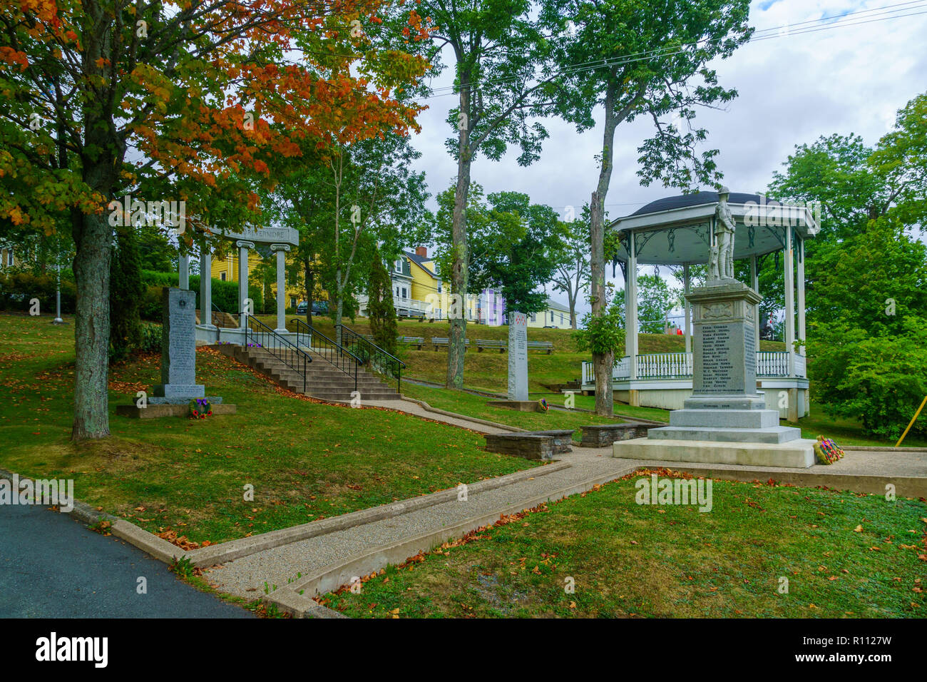 Lunenburg, Kanada - 21 September 2018: Denkmal für den ersten Weltkrieg Soldaten, in Lunenburg, Nova Scotia, Kanada Stockfoto