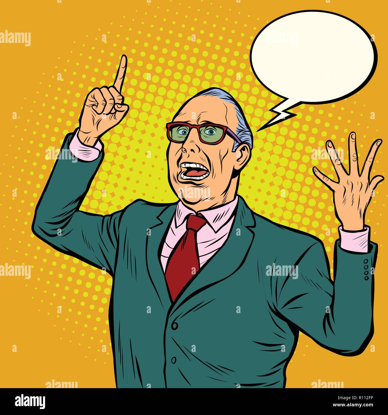 Alter Mann emotionale Lautsprecher Stock Vektor