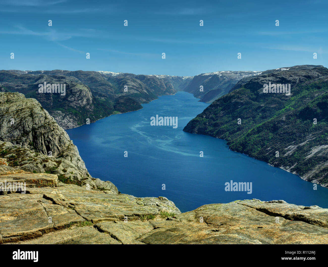 Blick von den Höhen des Lysfjord, Ryfylke, Norwegen Stockfoto