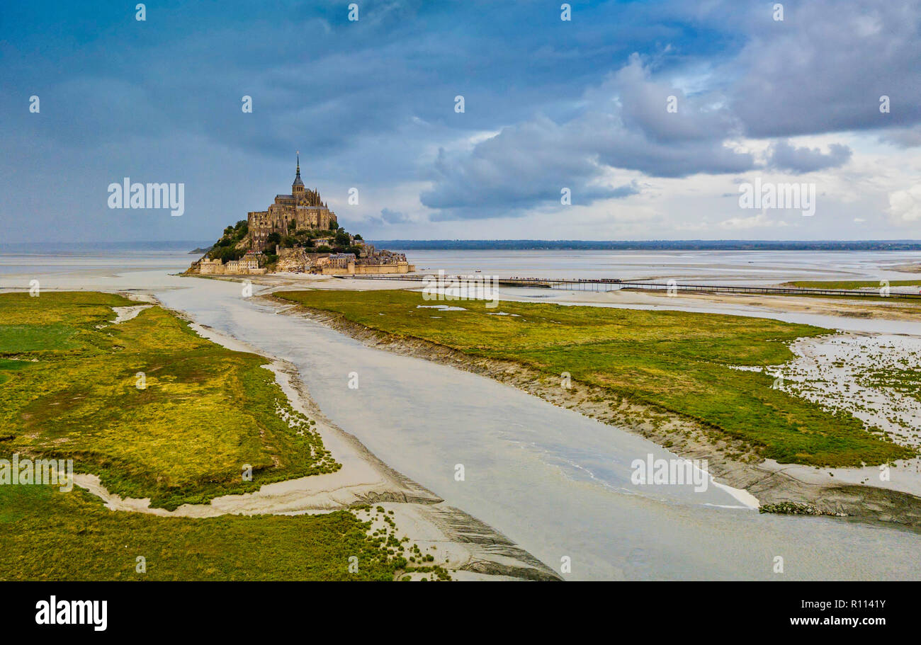 Der berühmte französische Sehenswürdigkeiten Mont Saint Michel. Stockfoto