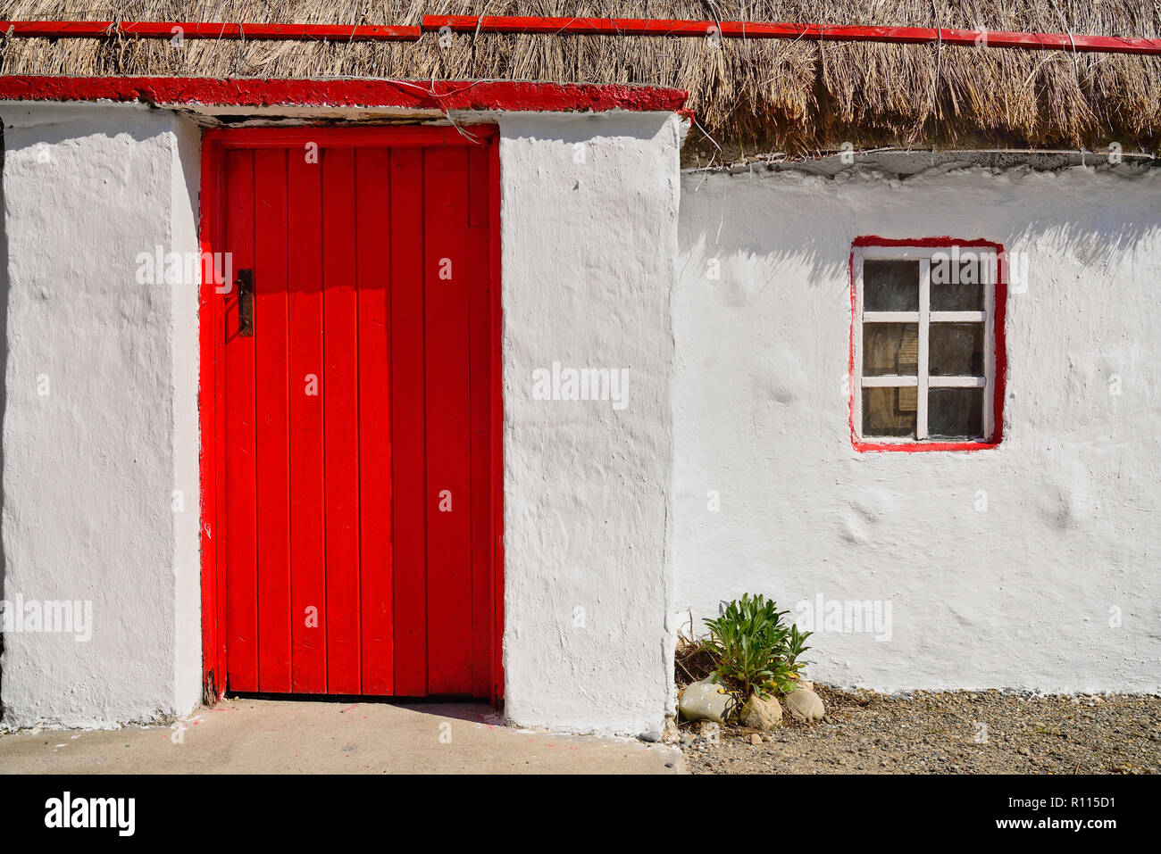 Irland, County Donegal, Inishowen, doagh Hungersnot Dorf, Reetdachhaus. Stockfoto