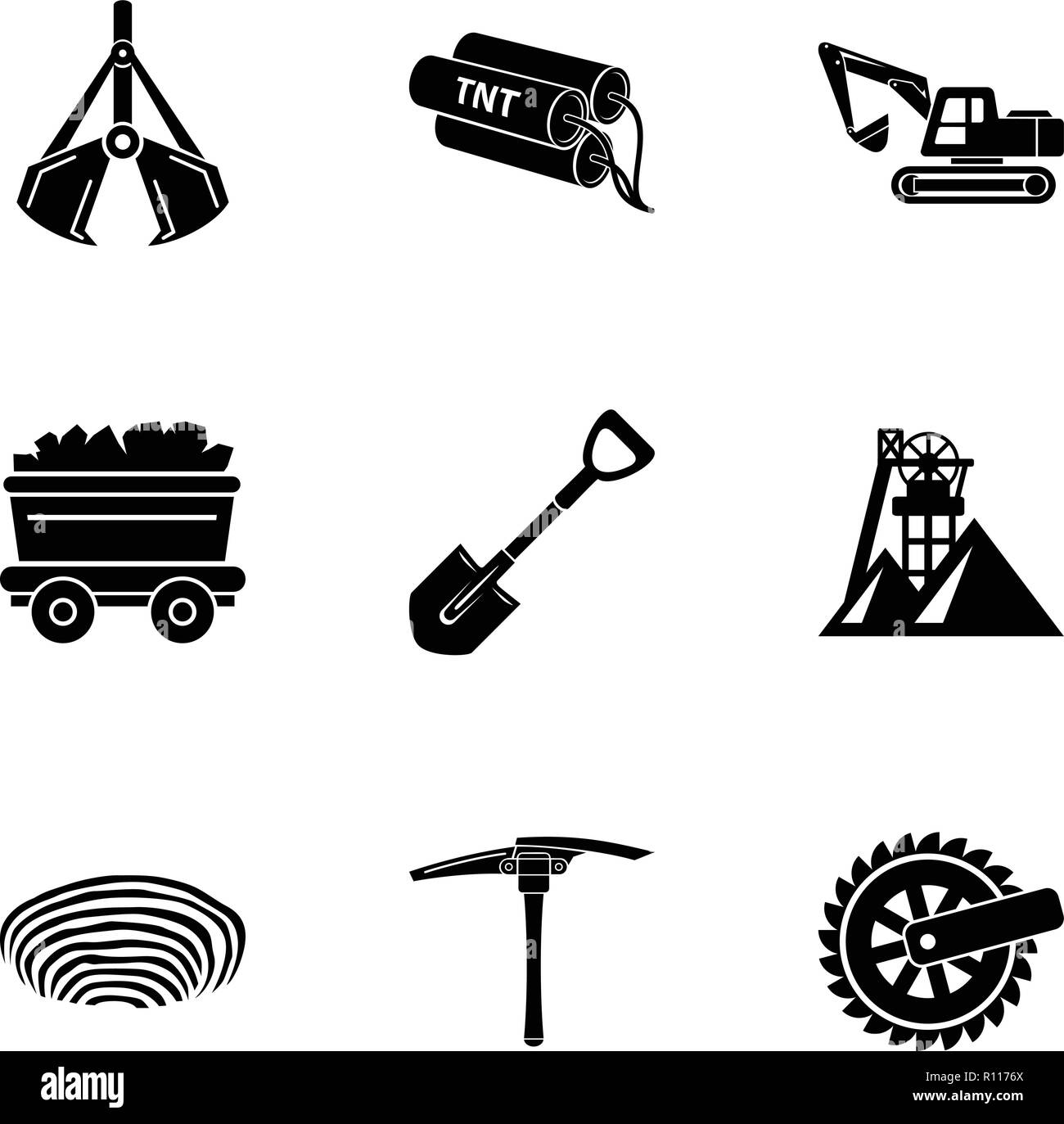 Verarbeitung von Stein Symbole, einfachen Stil Stock Vektor