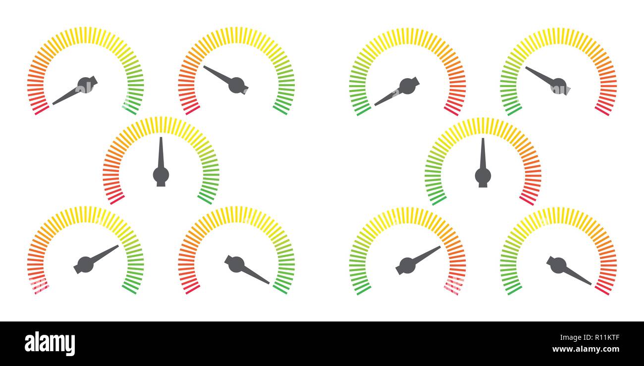 M Zeichen Infografik Messgerät Element von rot auf grün und grün bis rot Vektor-illustration Stock Vektor