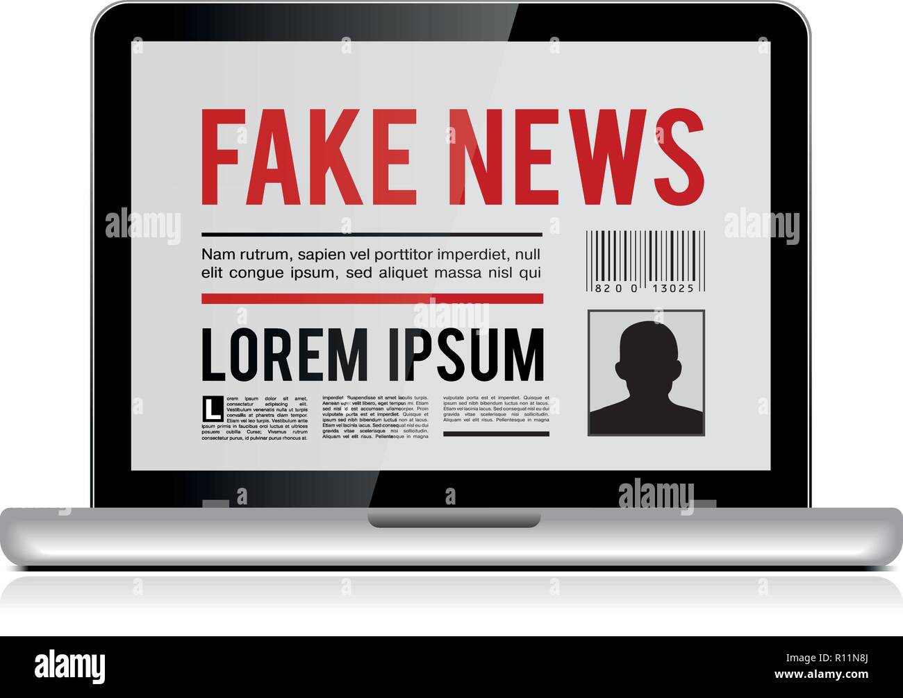 Fake News Design Konzept Mit Online Zeitung In Laptop Vektor Stock Vektorgrafik Alamy