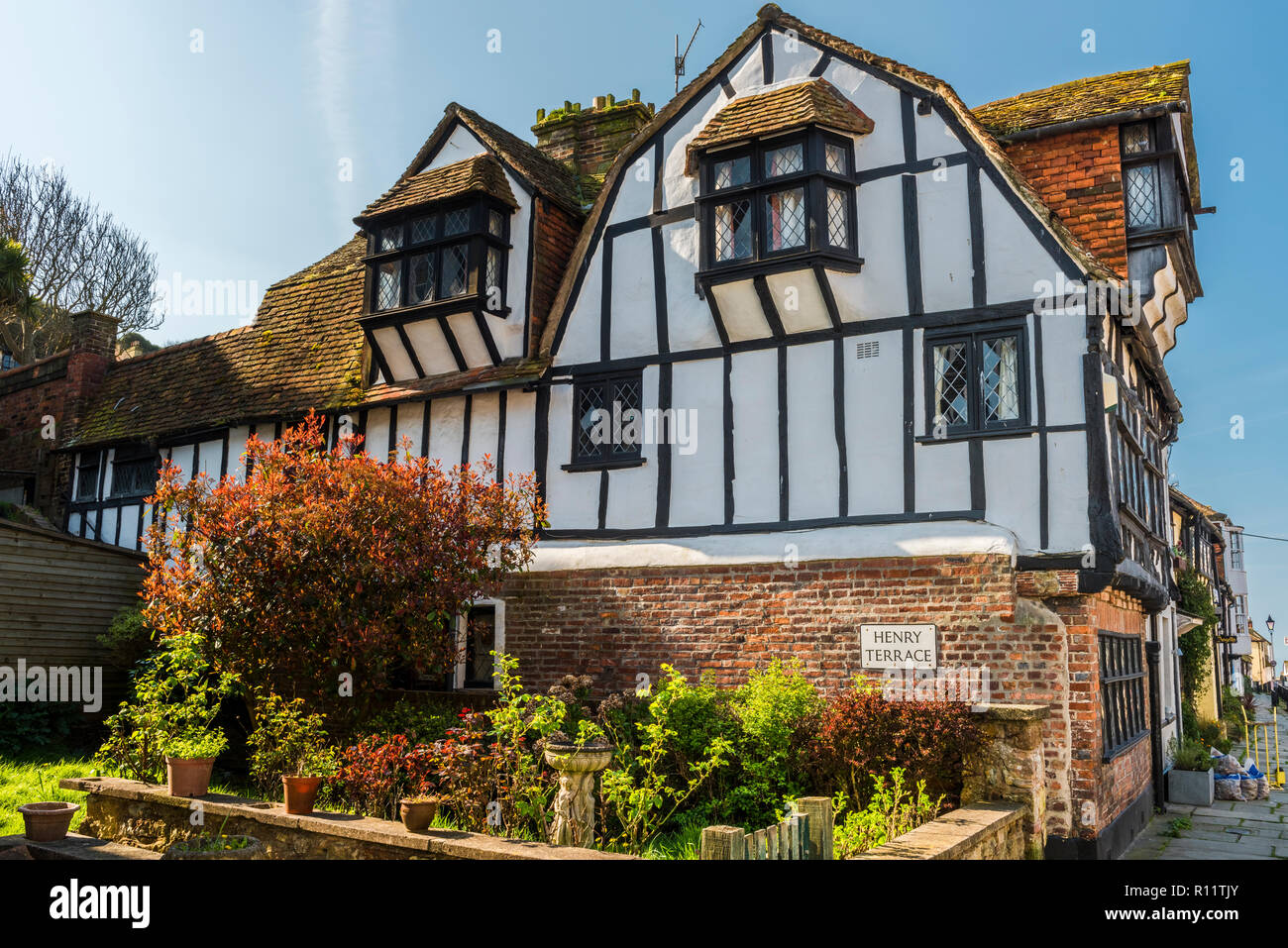 Fachwerkhaus auf allen Heiligen Straße, Altstadt, Hastings, East Sussex, England Stockfoto