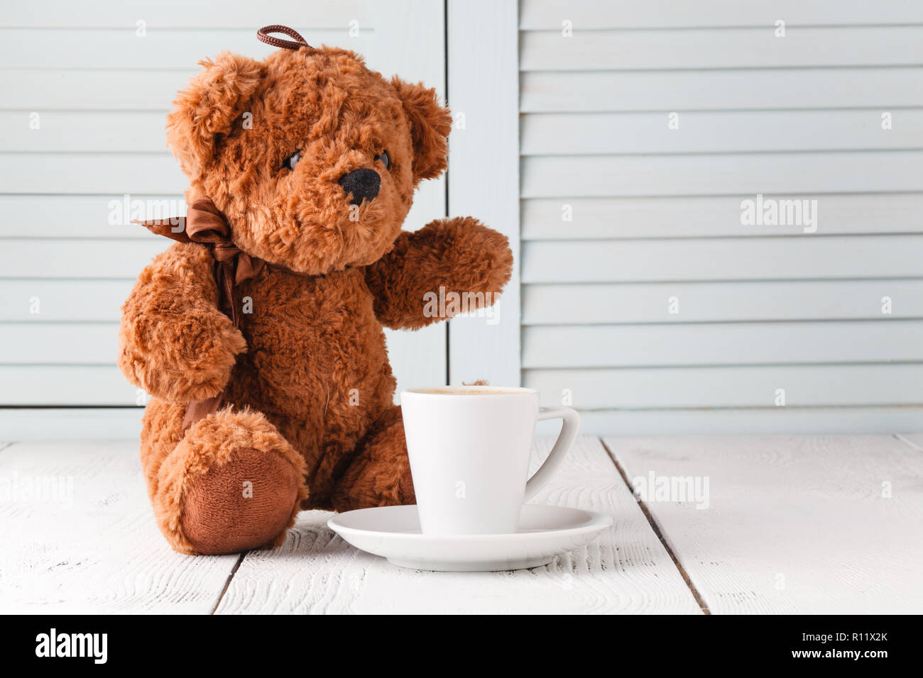 Guten Morgen mit Teddybär Stockfoto