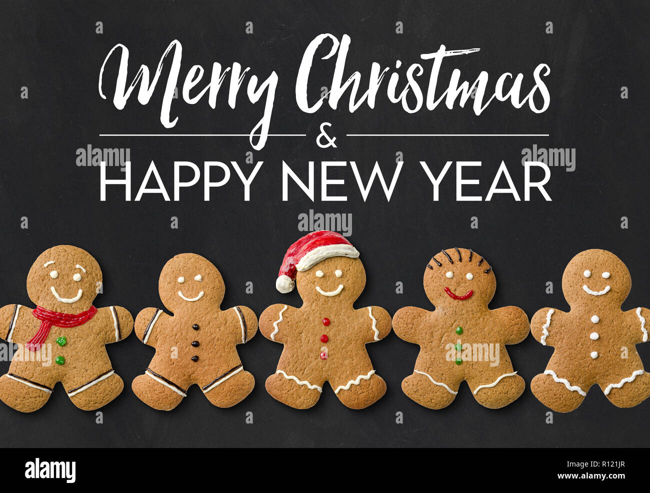 Eine Weihnachtskarte mit Lebkuchen Männer Stockfoto