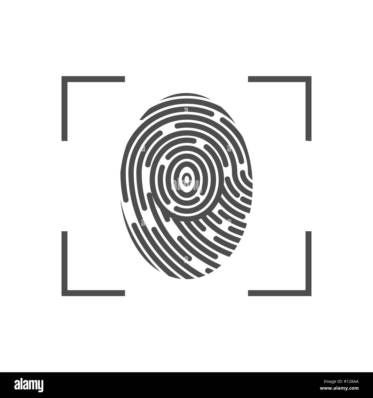 Identifizierung Symbol. Fingerprint Symbol. Vektorgrafiken. Flache Bauform. Stock Vektor