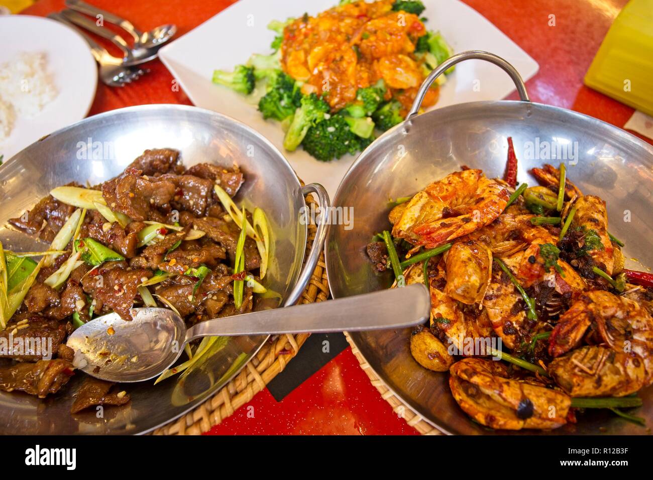 Scharfes sichuan Essen in Chinatown, Singapur Stockfoto